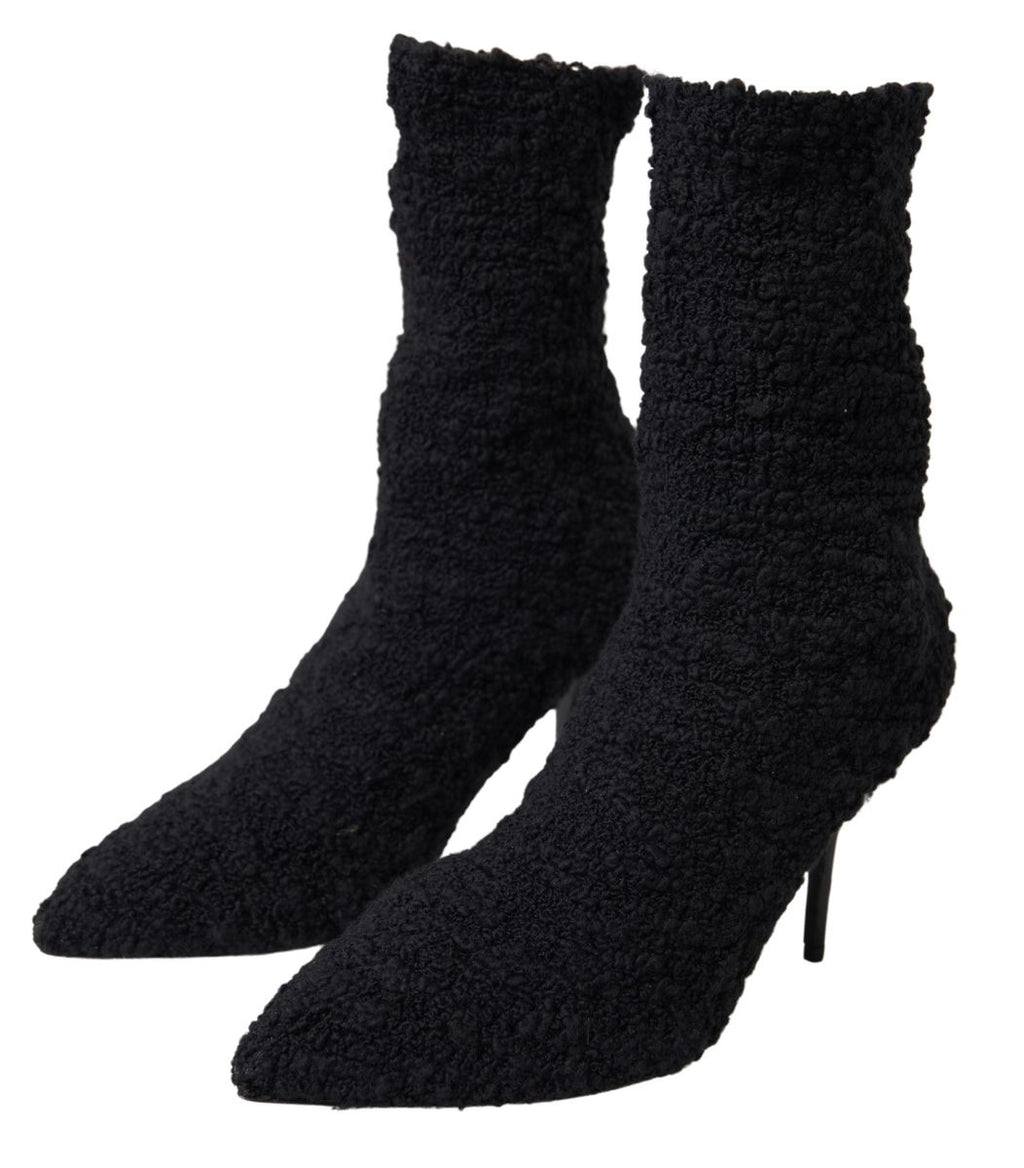 Schwarze Stiletto-Mid-Calf-Stiefel