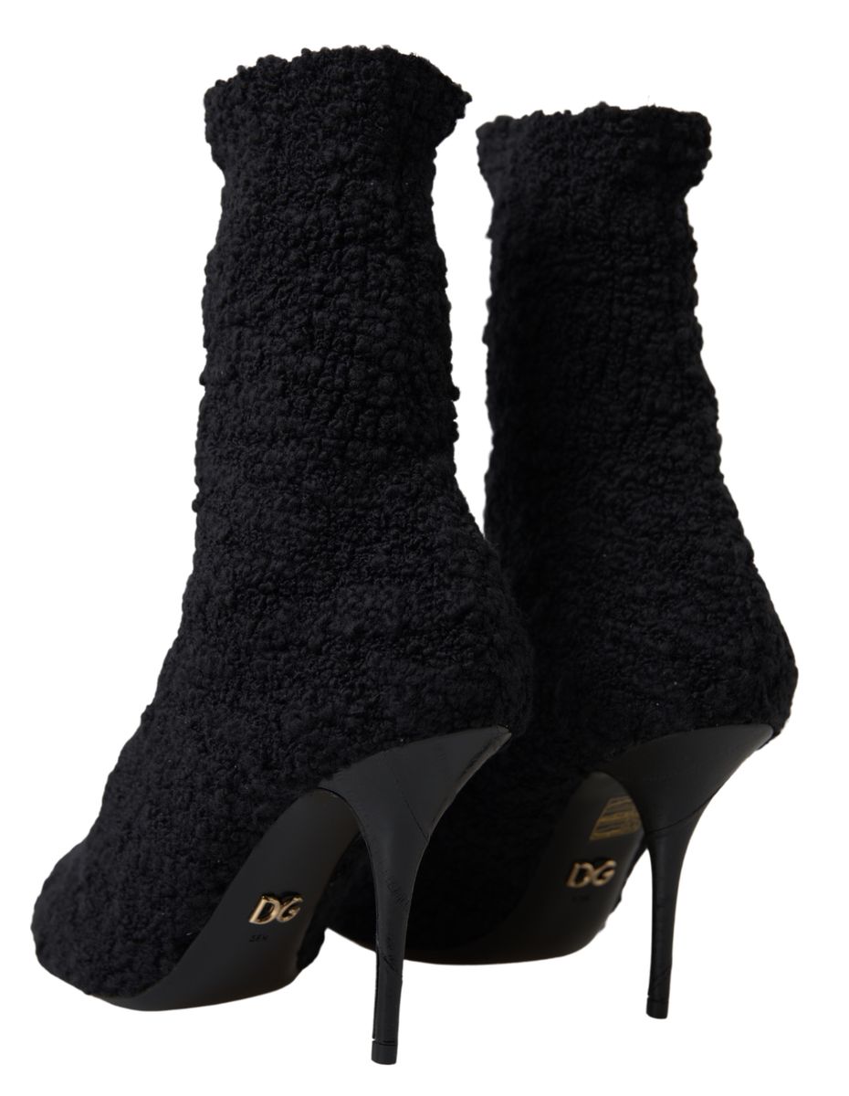 Schwarze Stiletto-Mid-Calf-Stiefel