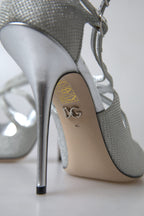 Silberne glitzernde Sandalen Pumps Schuhe