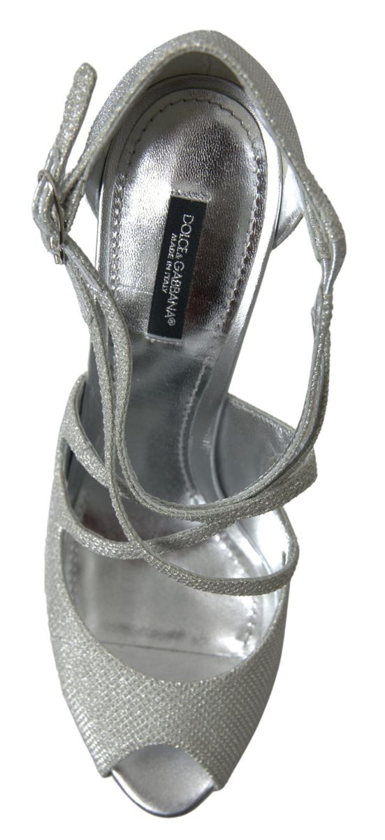 Silberne glitzernde Sandalen Pumps Schuhe