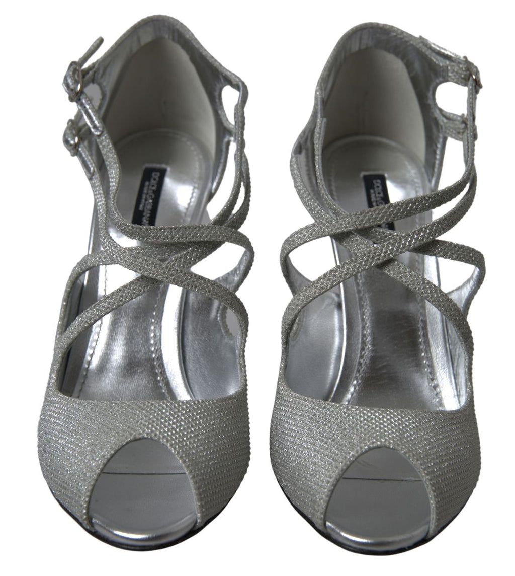Silberne glitzernde Sandalen Pumps Schuhe
