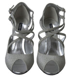 Silberne glitzernde Sandalen Pumps Schuhe