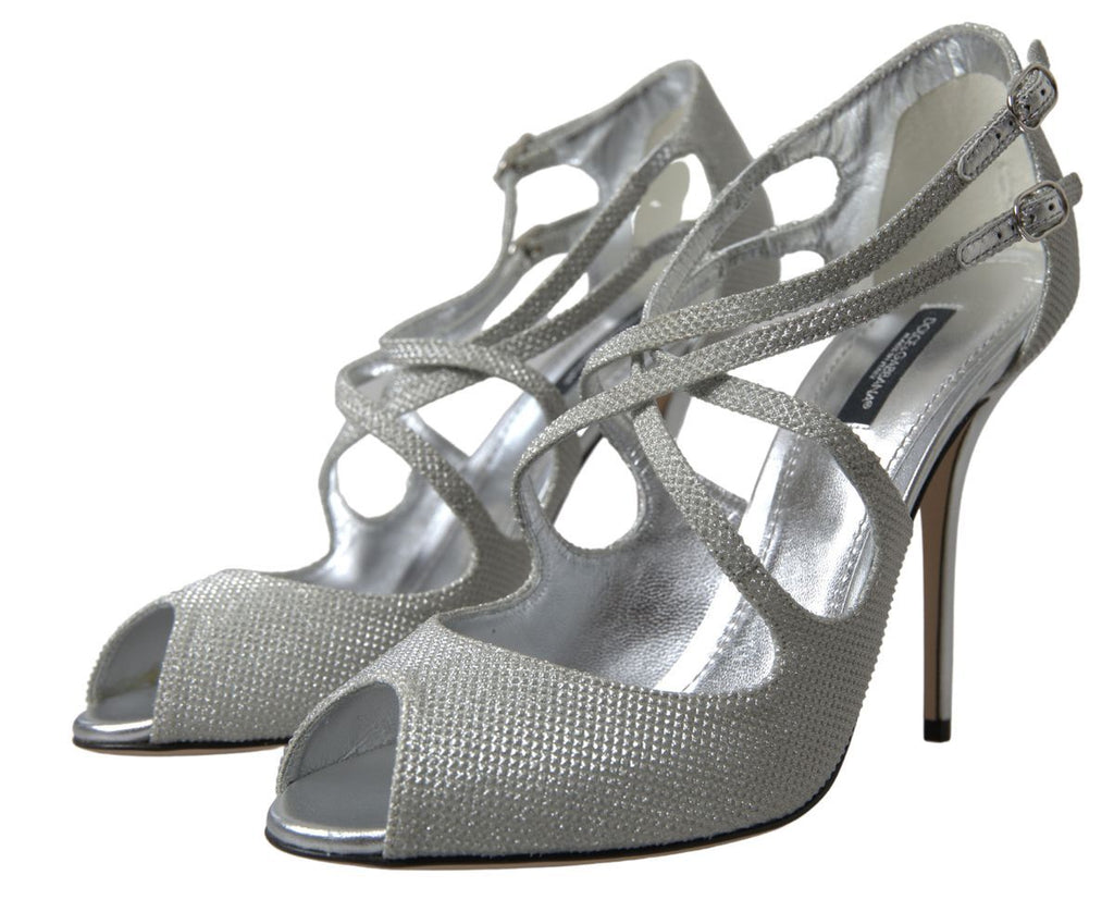 Silberne glitzernde Sandalen Pumps Schuhe