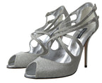 Silberne glitzernde Sandalen Pumps Schuhe