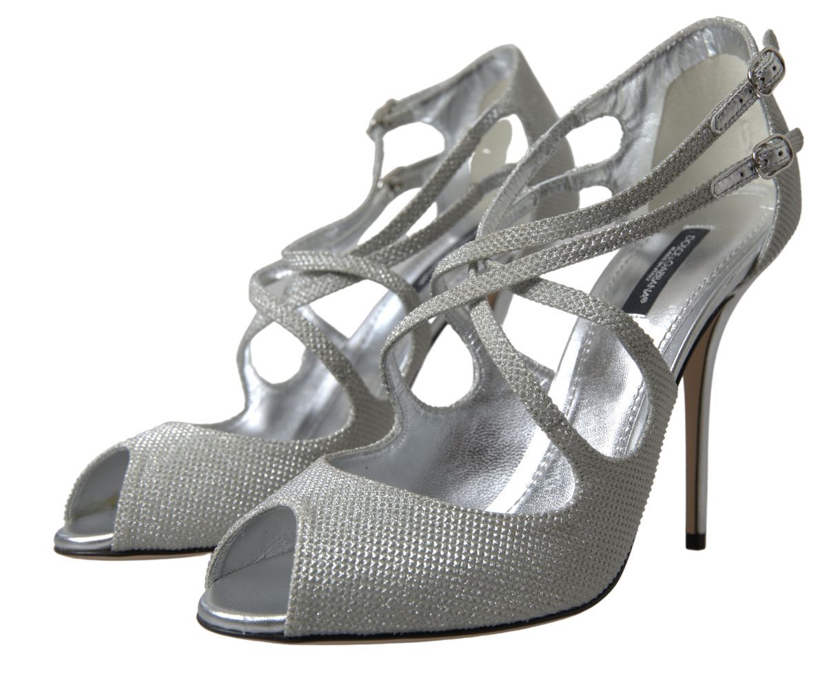 Silberne glitzernde Sandalen Pumps Schuhe