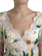Multicolor Floral Lace V Neck Blouse
