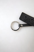 Schlüsselanhänger aus schwarzem Leder mit DG-Logo und silberfarbenem Metall