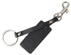 Schlüsselanhänger aus schwarzem Leder mit DG-Logo und silberfarbenem Metall