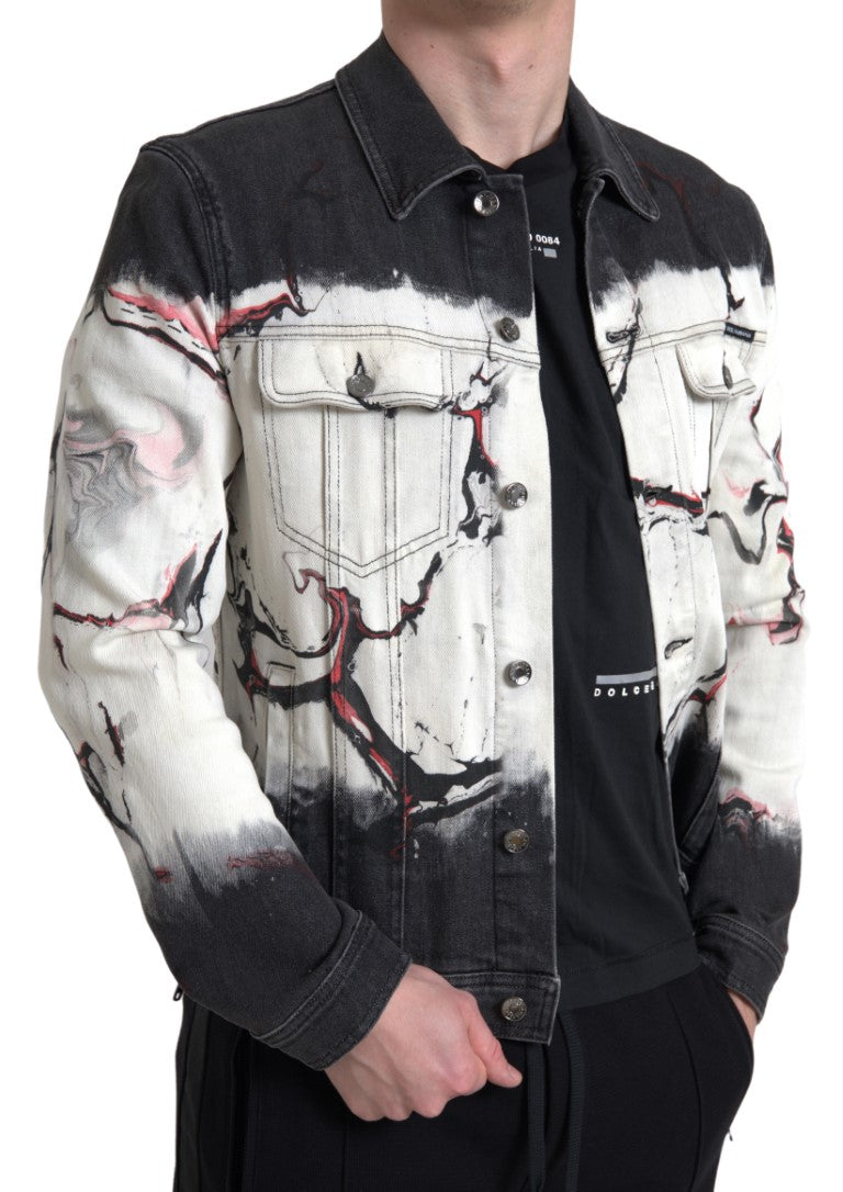 Mehrfarbige Jeansjacke aus Baumwolle mit Kragen