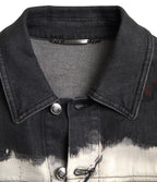 Mehrfarbige Jeansjacke aus Baumwolle mit Kragen