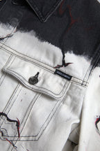 Mehrfarbige Jeansjacke aus Baumwolle mit Kragen