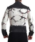 Mehrfarbige Jeansjacke aus Baumwolle mit Kragen