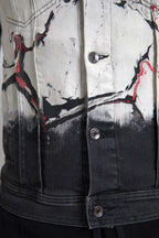 Mehrfarbige Jeansjacke aus Baumwolle mit Kragen