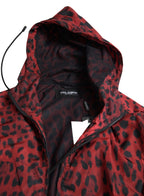 Rote Kapuzenbomberjacke mit durchgehendem Reißverschluss „Leopard“
