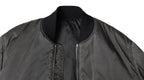 Gray Bomber Zipper Pocket Sleeves Jacket