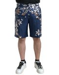 Bermudashorts aus Seide mit blauem Blumenmuster für Herren
