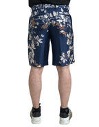 Bermudashorts aus Seide mit blauem Blumenmuster für Herren