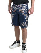 Bermudashorts aus Seide mit blauem Blumenmuster für Herren