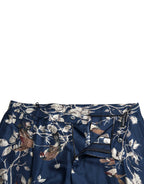 Bermudashorts aus Seide mit blauem Blumenmuster für Herren