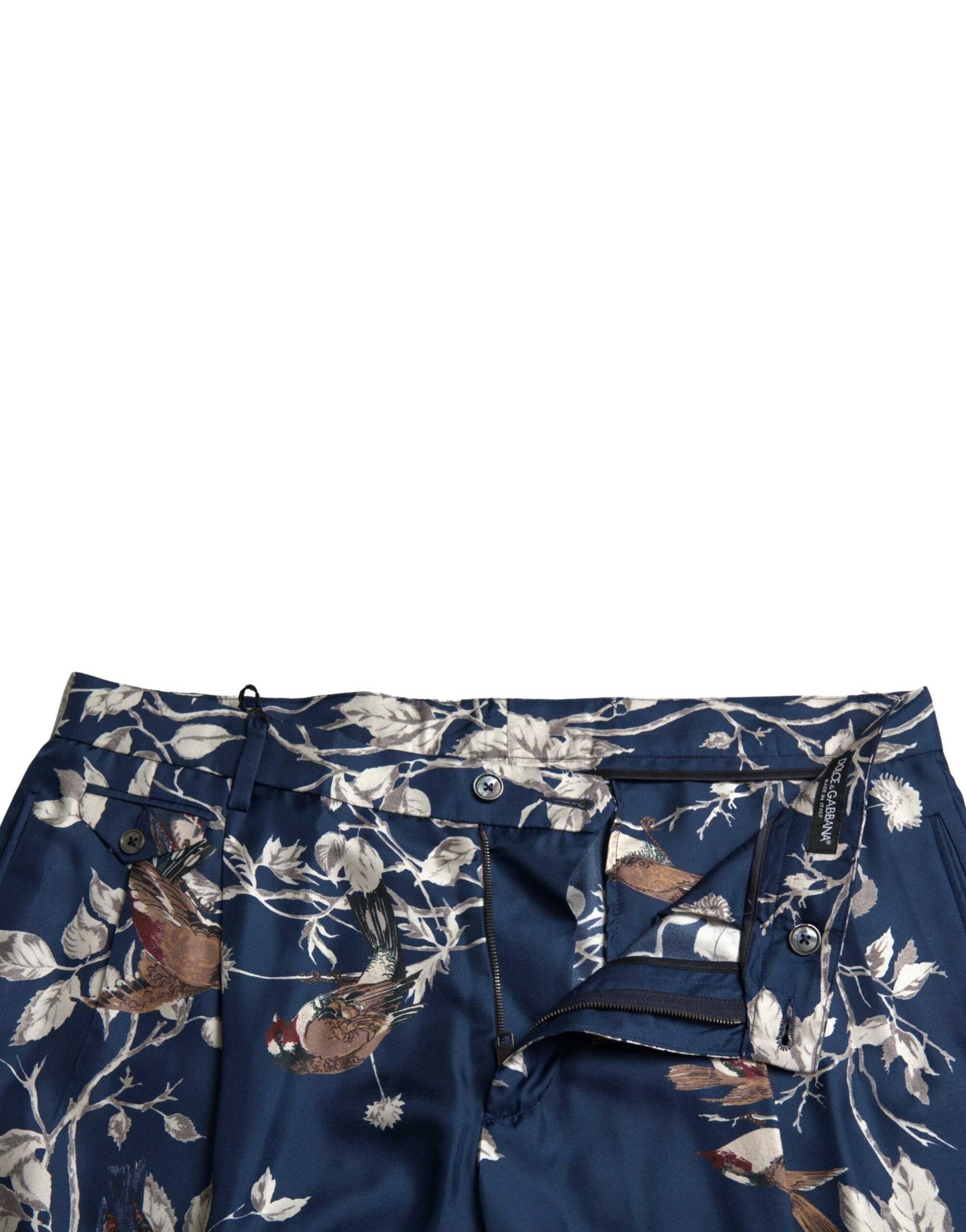 Bermudashorts aus Seide mit blauem Blumenmuster für Herren