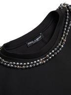 Schwarzes Polyester-T-Shirt mit Halskette