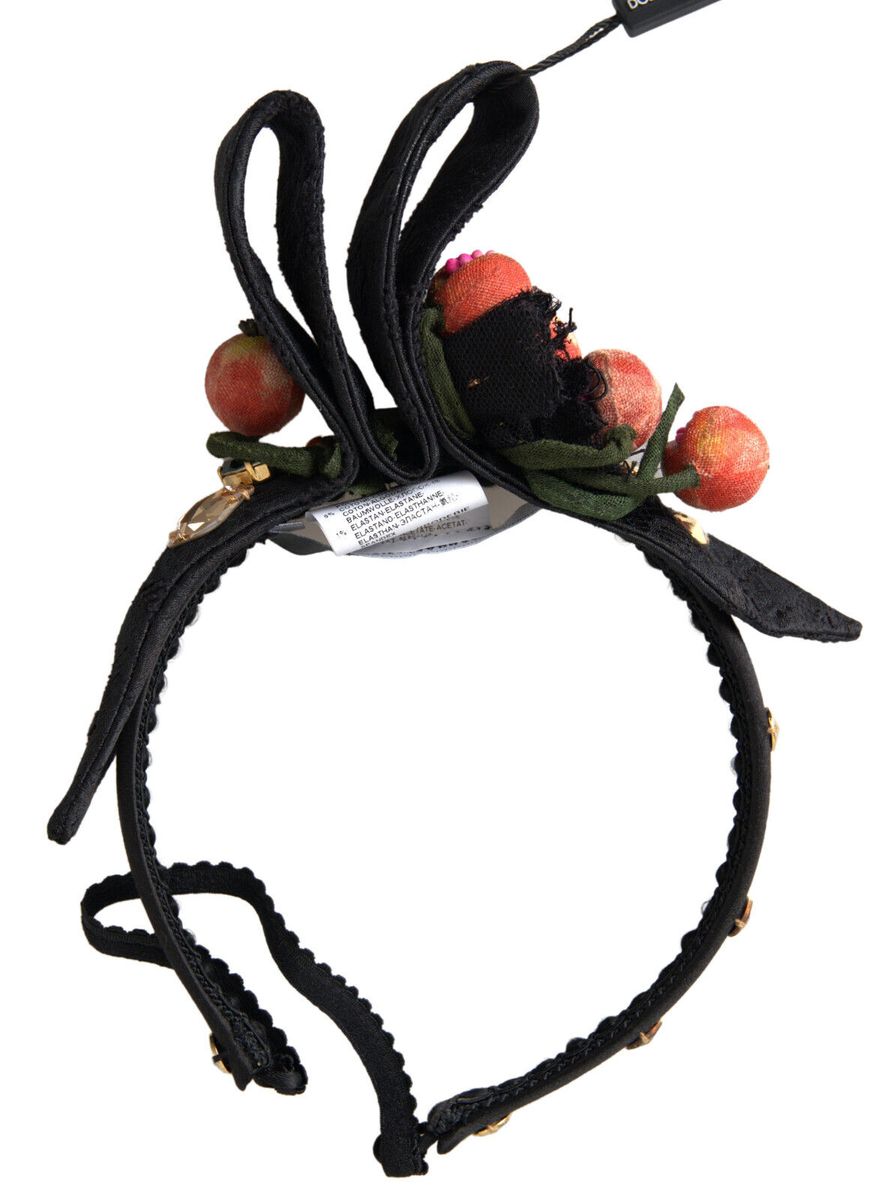 Schwarz mit mehrfarbigem Feigenfrucht-Kristall-Diadem-Haarband