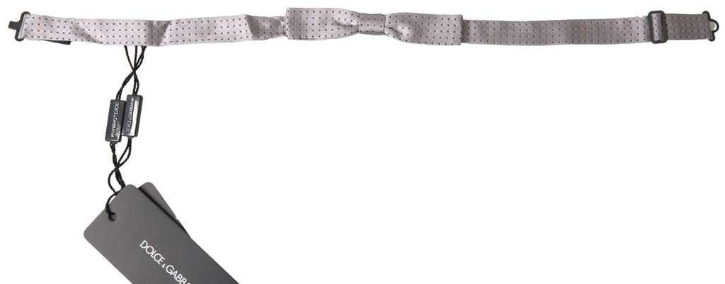 Gray Dotted Silk Adjustable Men's Bow Tie