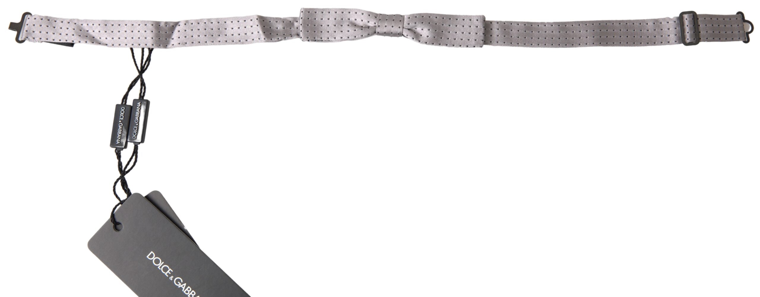 Gray Dotted Silk Adjustable Men's Bow Tie