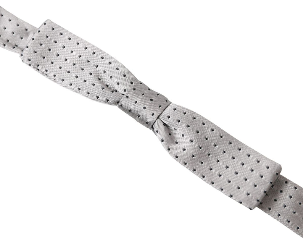 Gray Dotted Silk Adjustable Men's Bow Tie