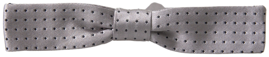 Gray Dotted Silk Adjustable Men's Bow Tie