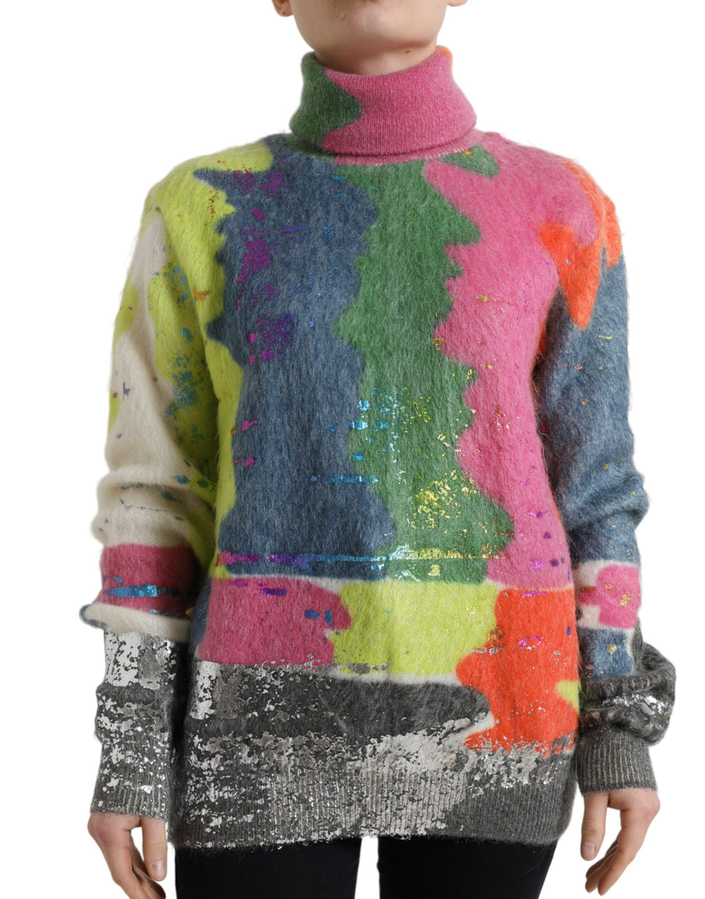 Multicolor Mohair Rollkragenpullover