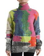 Multicolor Mohair Rollkragenpullover