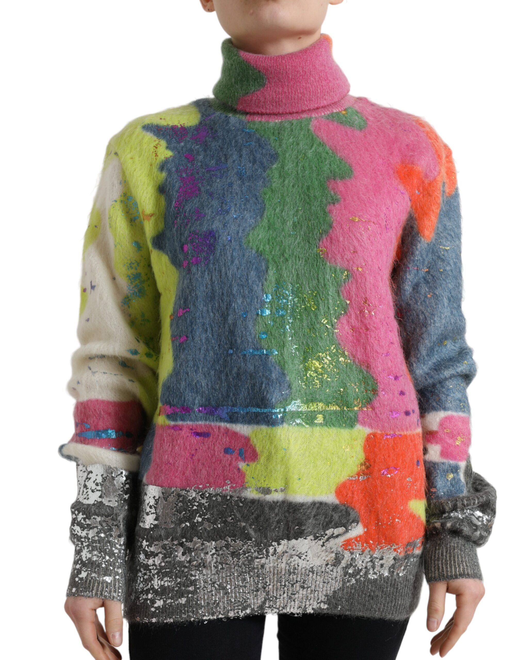 Multicolor Mohair Rollkragenpullover