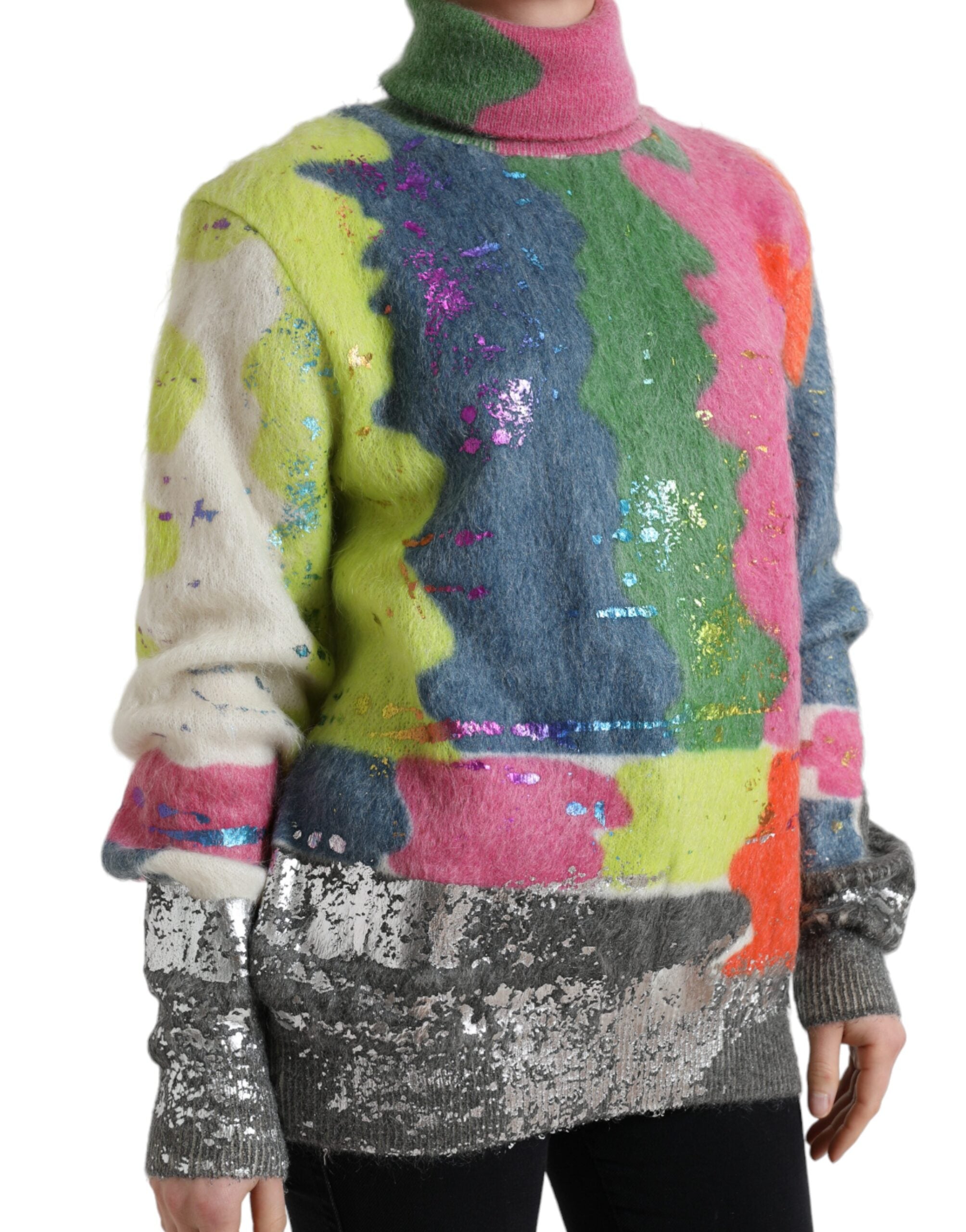 Multicolor Mohair Rollkragenpullover