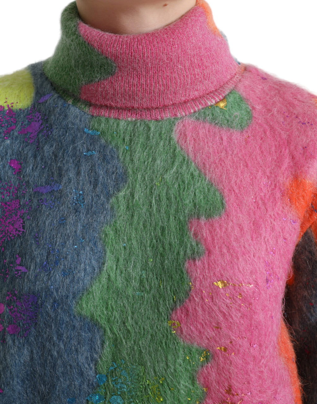 Multicolor Mohair Rollkragenpullover