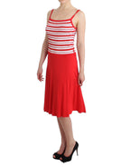 Rot gestreiftes A-Linien-Jerseykleid