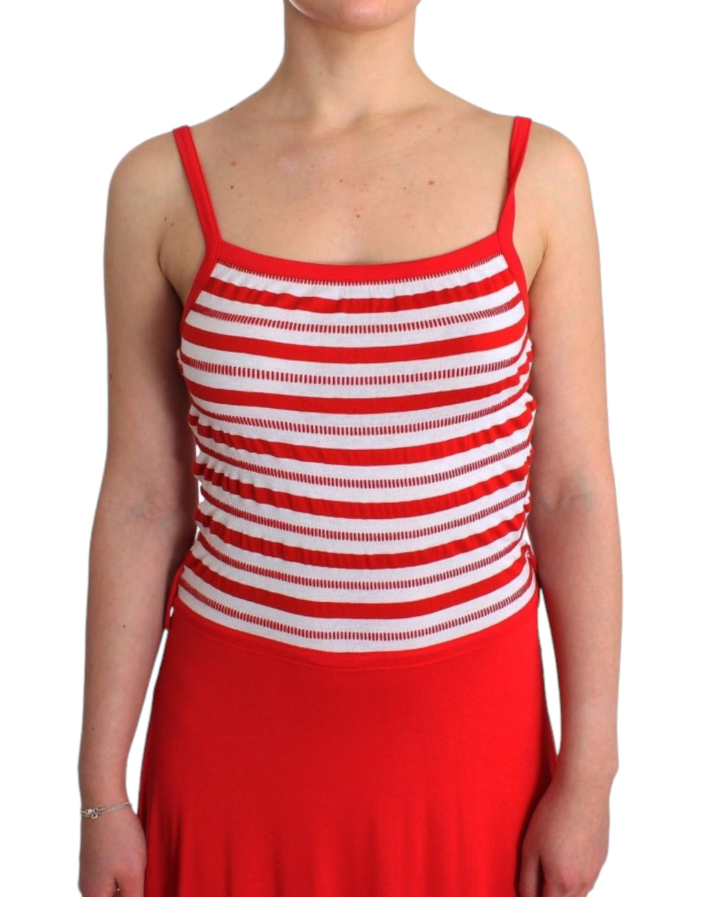 Rot gestreiftes A-Linien-Jerseykleid