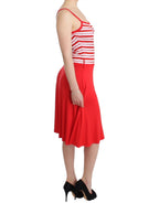 Rot gestreiftes A-Linien-Jerseykleid