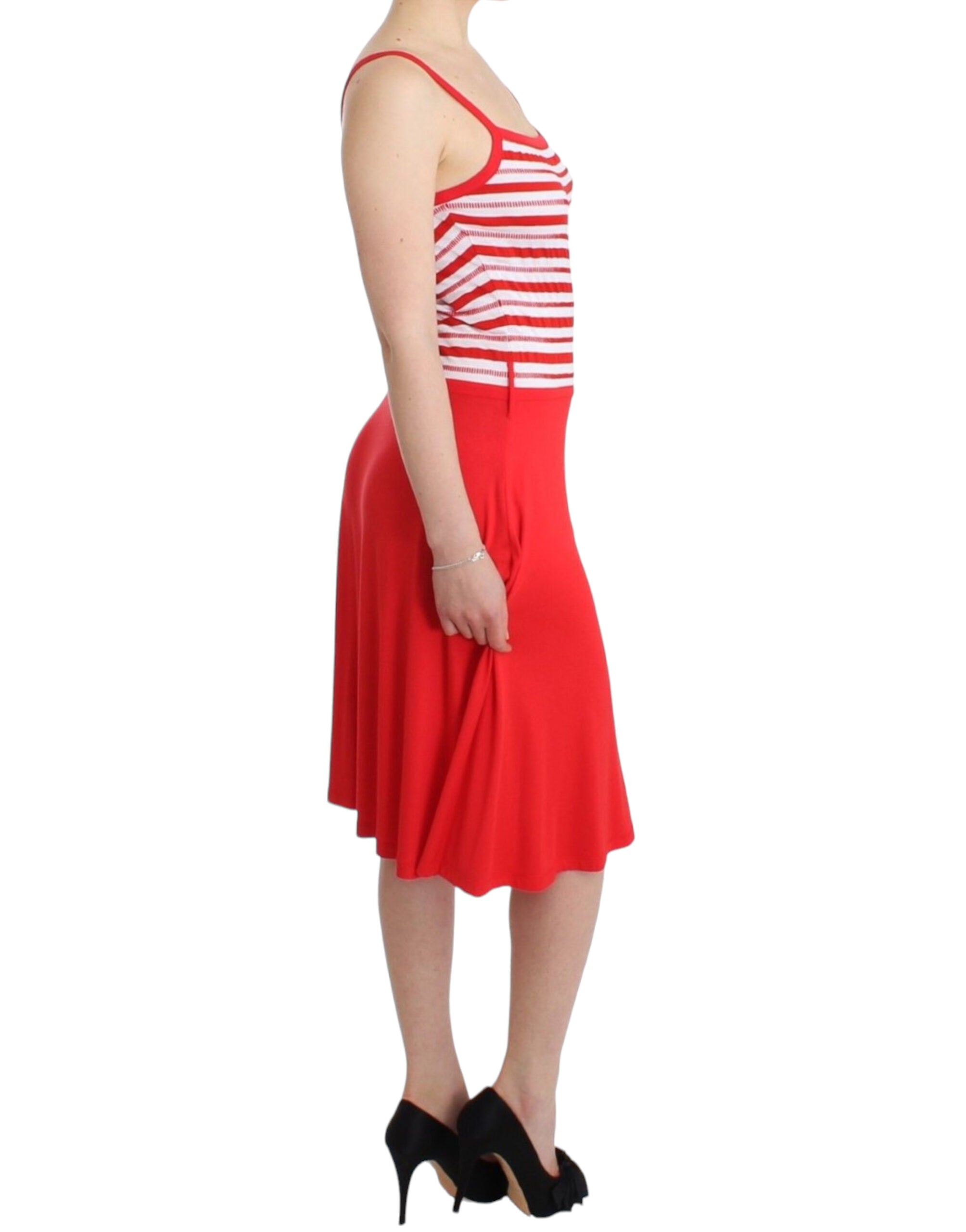 Rot gestreiftes A-Linien-Jerseykleid