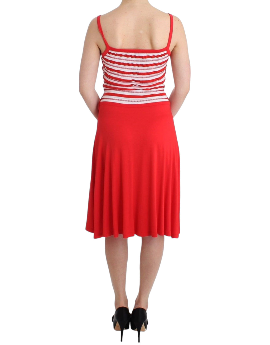 Rot gestreiftes A-Linien-Jerseykleid