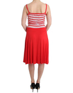 Rot gestreiftes A-Linien-Jerseykleid