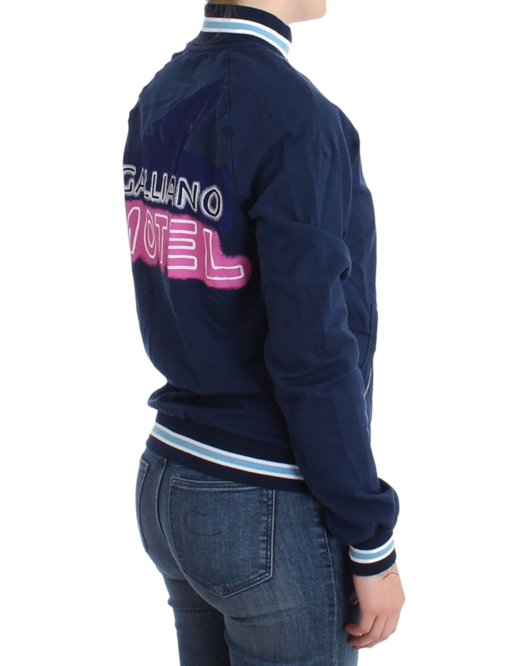Blaue Strickjacke aus Baumwolle mit Reißverschluss