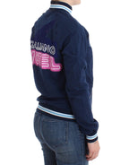 Blaue Strickjacke aus Baumwolle mit Reißverschluss