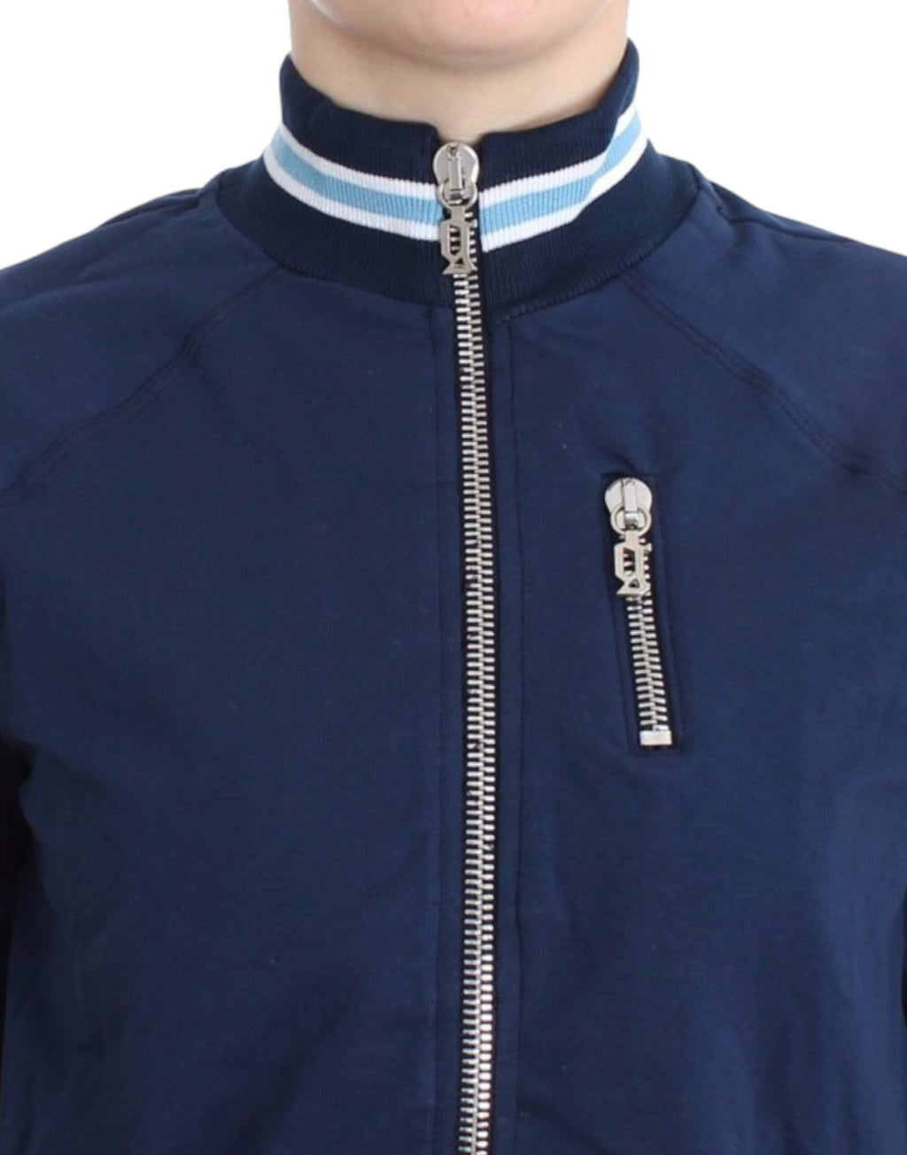 Blaue Strickjacke aus Baumwolle mit Reißverschluss