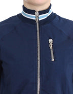 Blaue Strickjacke aus Baumwolle mit Reißverschluss