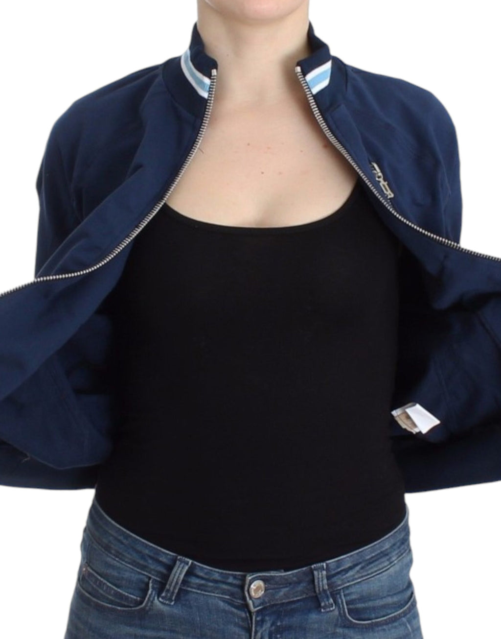 Blaue Strickjacke aus Baumwolle mit Reißverschluss