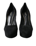 Schwarze Wildleder Plateau High Heels Pumps