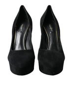 Schwarze Wildleder Plateau High Heels Pumps