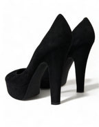 Schwarze Wildleder Plateau High Heels Pumps