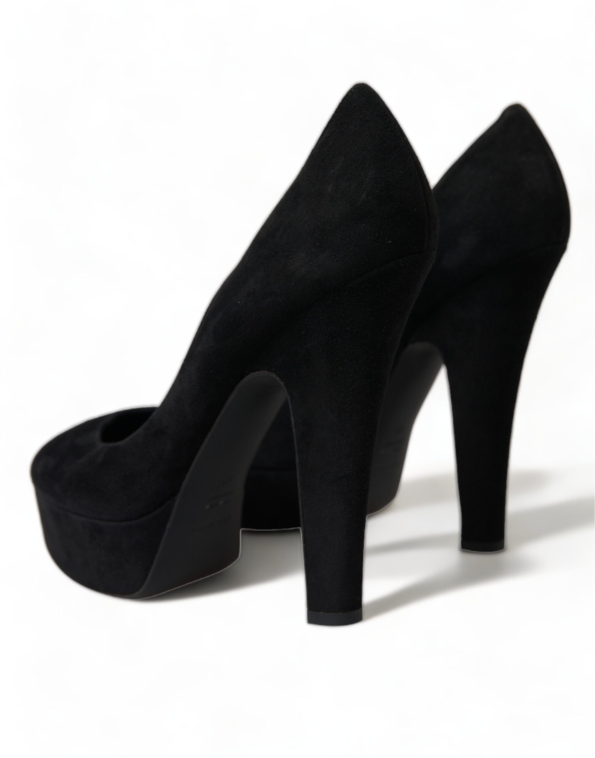 Schwarze Wildleder Plateau High Heels Pumps